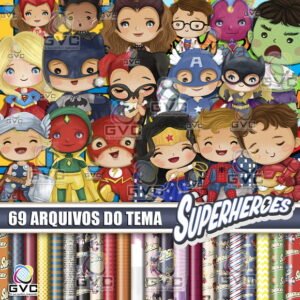kit Digital Super Heróis Aquarela