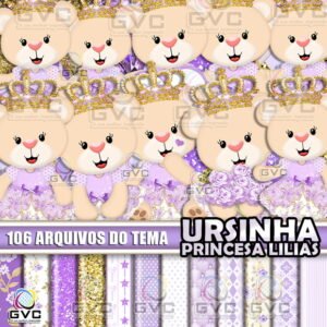 kit Digital Ursinha Princesa Lilás
