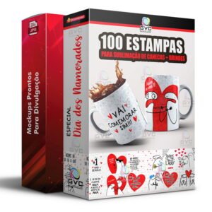 Pack Artes de canecas Estampas Bento Flork Dia Dos Namorados