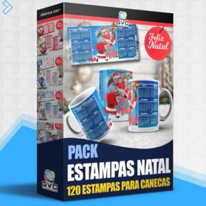 Pack Natal Estampas Artes Canecas Sublimação 2020