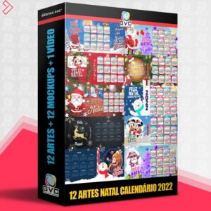 Pack Natal Estampas Artes Canecas Sublimação Calendário