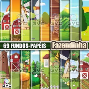 Kit Digital Fazendinha Fundos Papéis