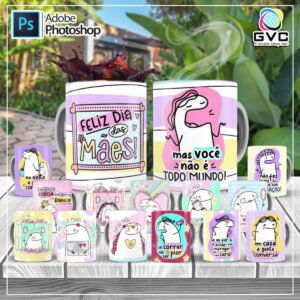 Artes Estampas Caneca Bento Flork Dia das Mães Editáveis