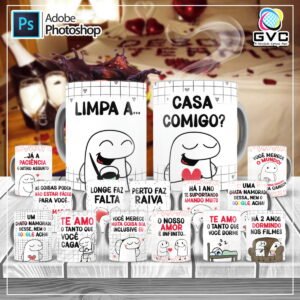 Artes Estampas Caneca Bento Flork Dia dos Namorados Psd
