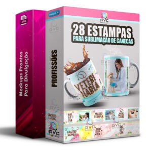 28 Artes Estampas Profissões Sublimação de Canecas