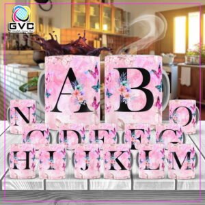 Artes Estampas Sublimação Caneca Alfabeto Borboleta