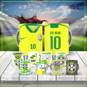 Artes Estampas Sublimação Caneca Seleção Brasileira Flork