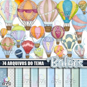 Kit Digital Balões Aquarela