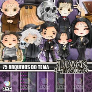 Kit Digital Família Addams Aquarela