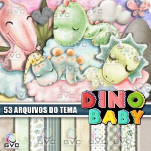 Kit Digital Dinossauro Baby Aquarela