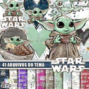 Kit Digital Yoda Baby Star Wars Aquarela