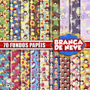 Kit Digital Branca de Neve Fundos Papéis