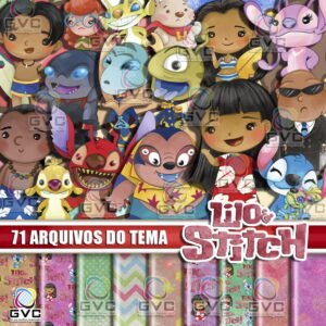 Kit Digital Lilo e Stitch Aquarela