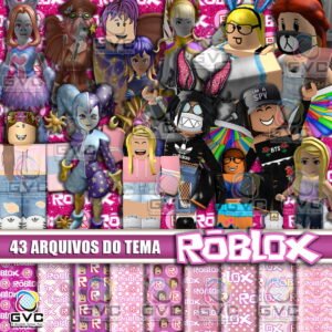 Kit Digital Roblox Rosa Meninas