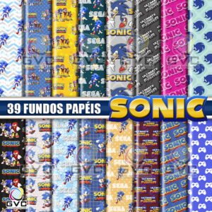 Kit Digital Sonic Fundos Papéis