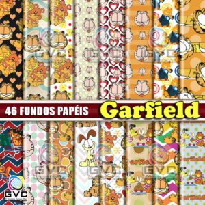 Kit Digital Gato Garfield Fundos Papéis