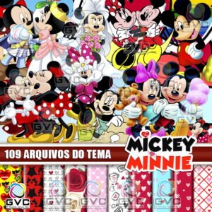 Kit Digital Mickey e Minnei Namorados