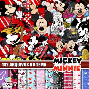 Kit Digital Mickey e Minnei Namorados