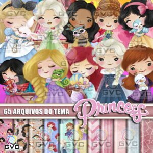 Kit Digital Princesas Aquarela