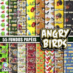Kit Digital Fundos Papéis Angry Birds