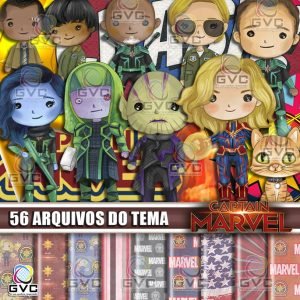 kit Digital Capitã Marvel Aquarela