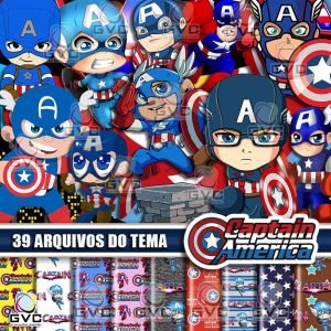 Kit Digital Capitão América Cute Geek