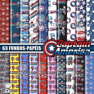 Kit Digital Capitão América Fundos Papéis