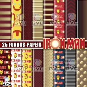 Kit Digital Homem de Ferro Fundos Papéis