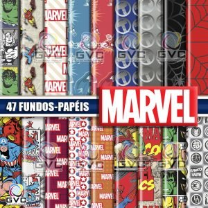 Kit Digital Marvel Fundos Papéis