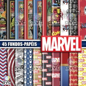Kit Digital Marvel Fundos Papéis