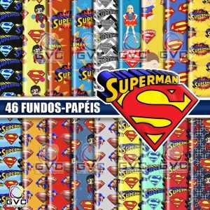Kit Digital Superman Fundos Papéis