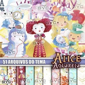 Kit Digital Alice no País das Maravilhas Aquarela